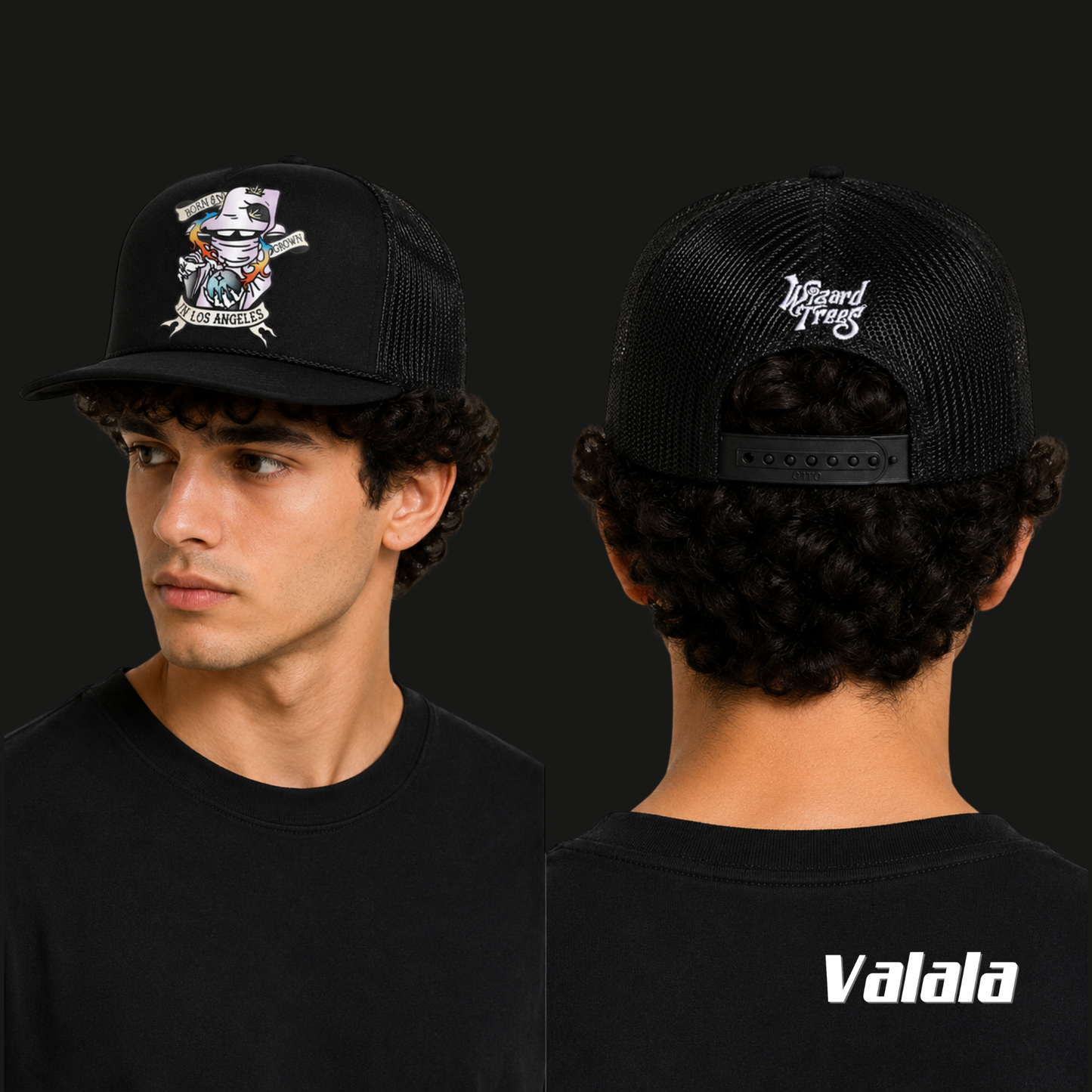 Casquette Wizard Trees Tattoo Trucker – Graphique Imprimé & Logo Brodé