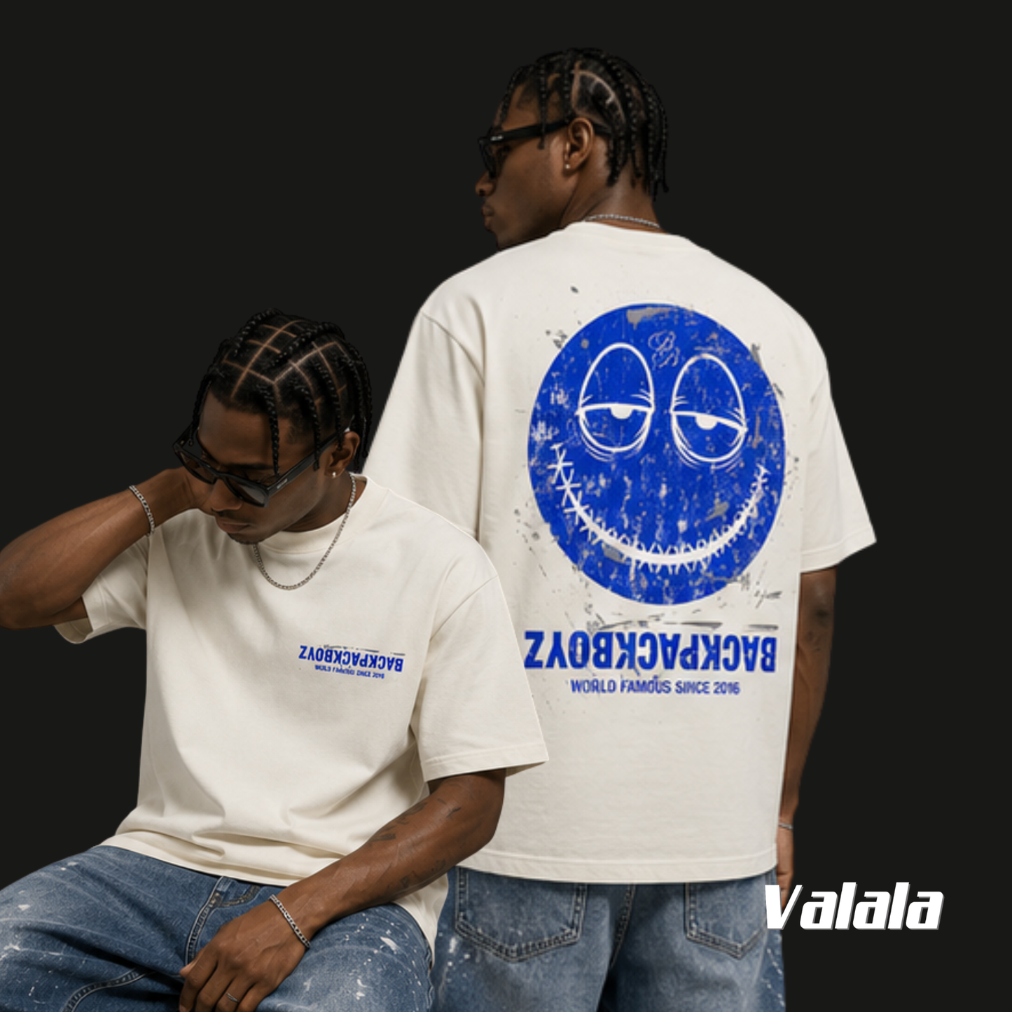 Camiseta Backpack Boyz Loaded Crème/Azul – Merch Oficial