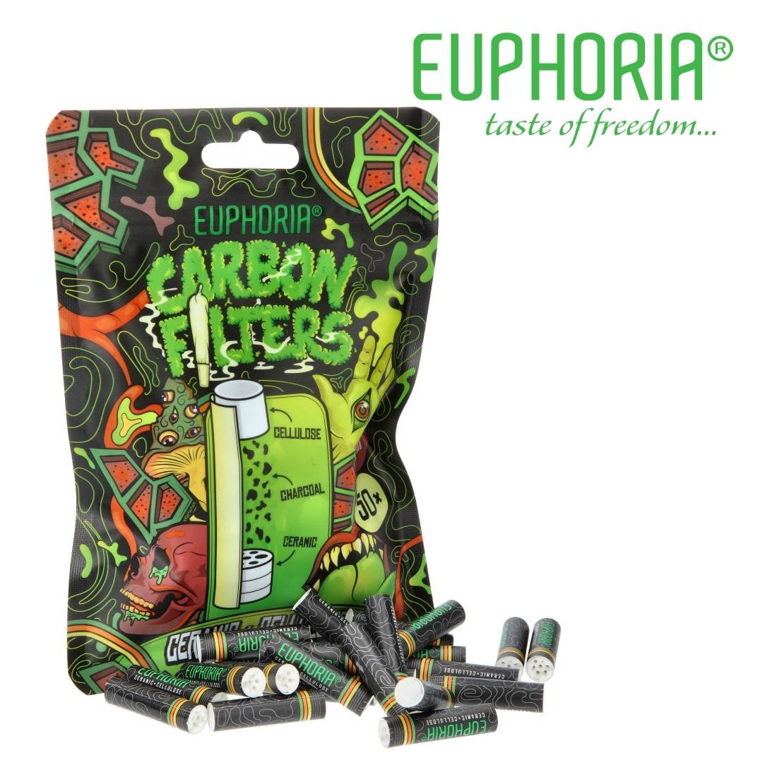 FILTRES EUPHORIA CHARBON ACTIF CERAMIQUE ET CELLULOSE 7MM PAR 50