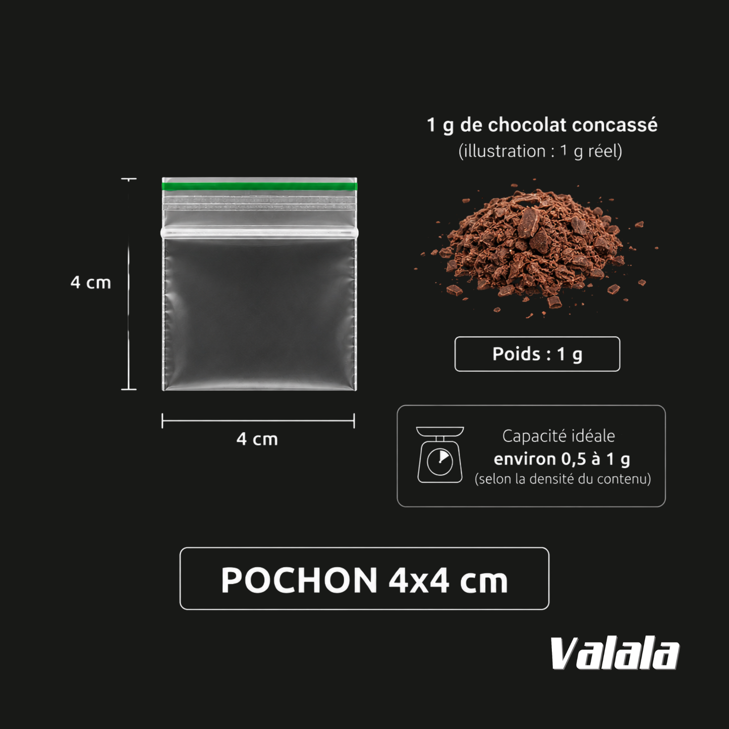 Sachets Zip 4x4 cm 100 Microns x100