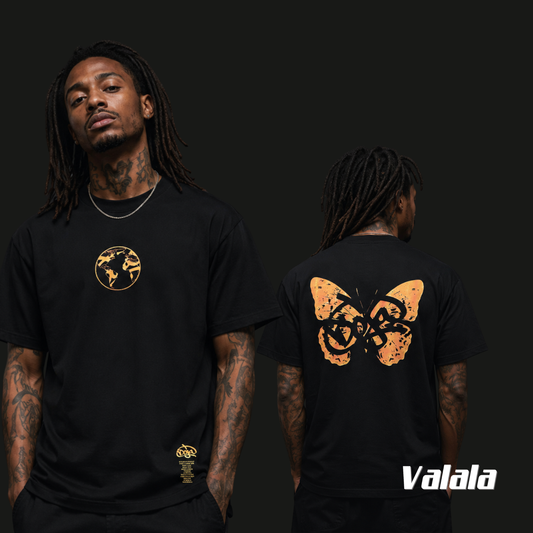 T-shirt Doja Butterfly Orange – Streetwear Orange Motif Papillon