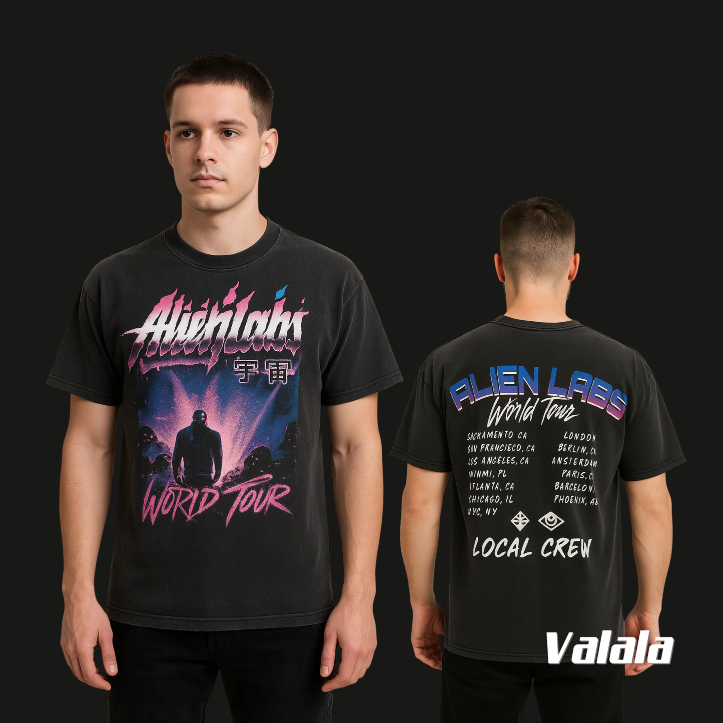 T-shirt Alien Labs “World Tour” – Édition Vintage Black
