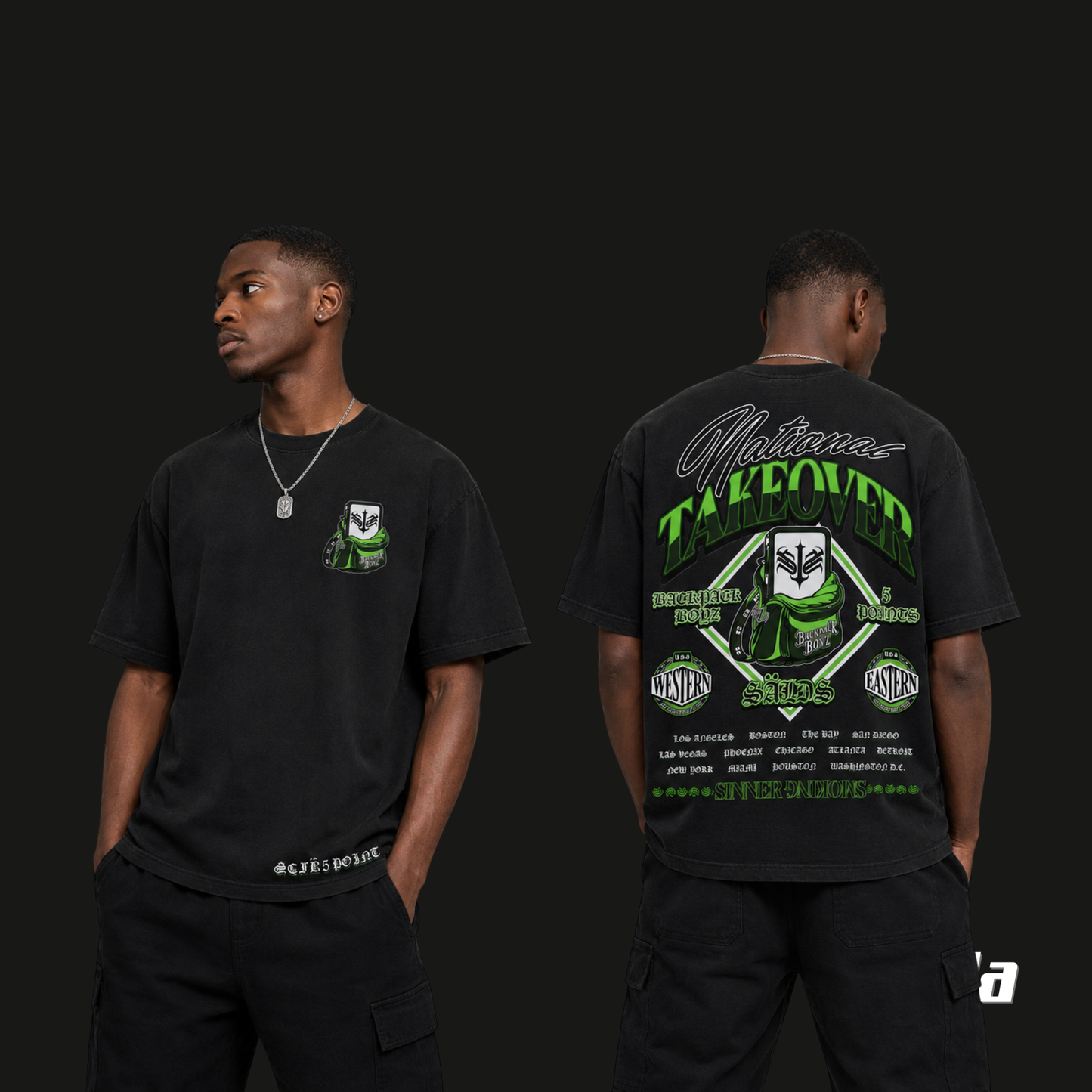 T-shirt Backpack Boyz x SinnerSeeking Takeover Noir/Vert – Merch Collab