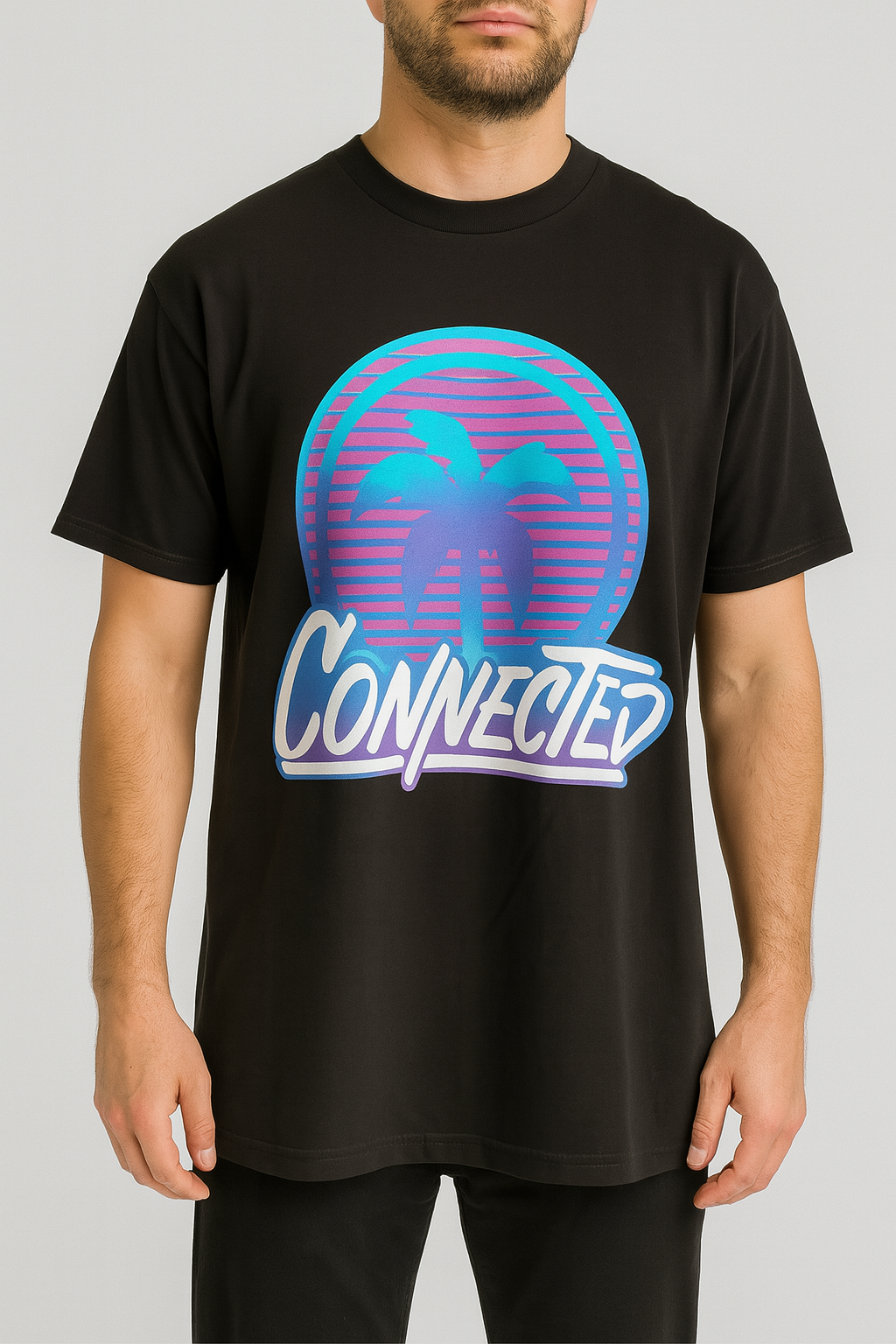 T-shirt Connected Red Smokes Noir – vue avant